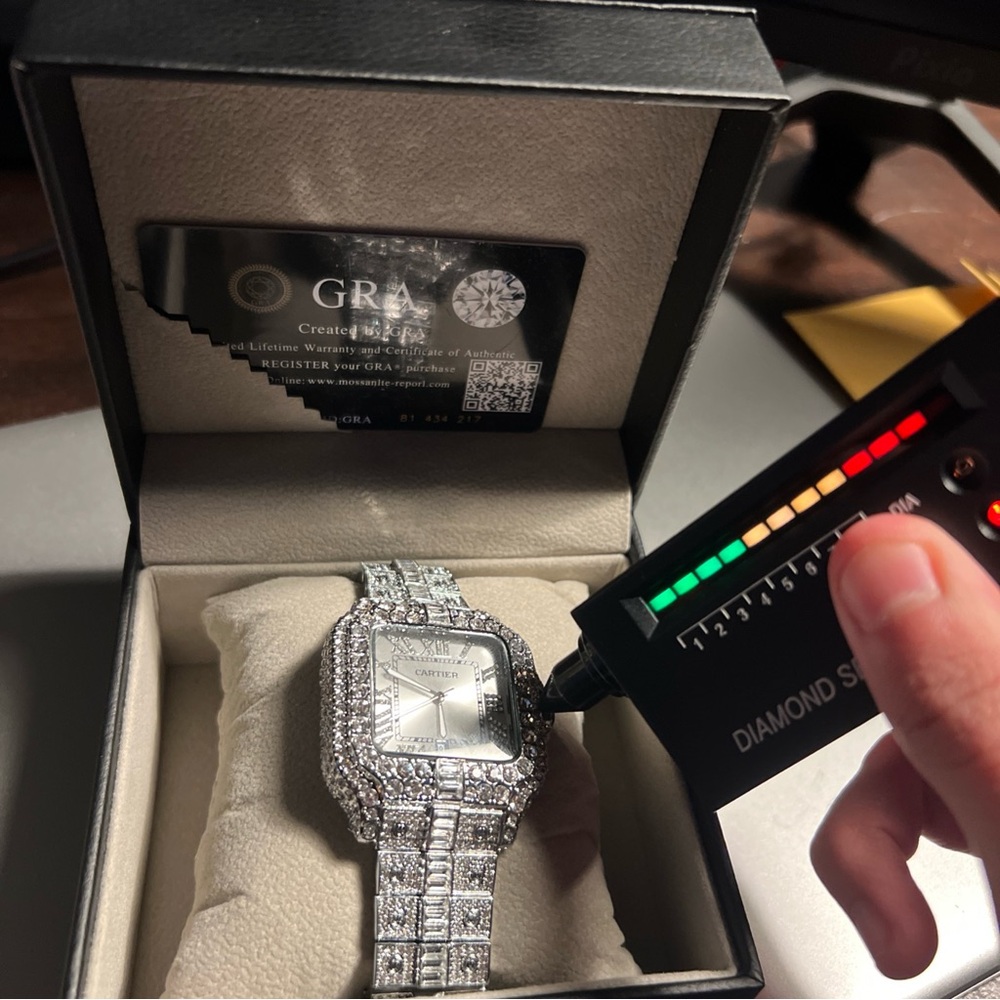 Cartier moissanite iced out diamond watch